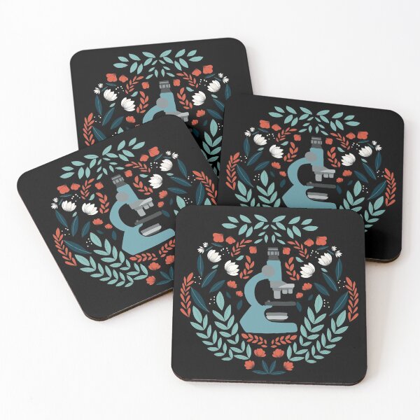 Blue Folk Microscope Coasters (Set of 4)