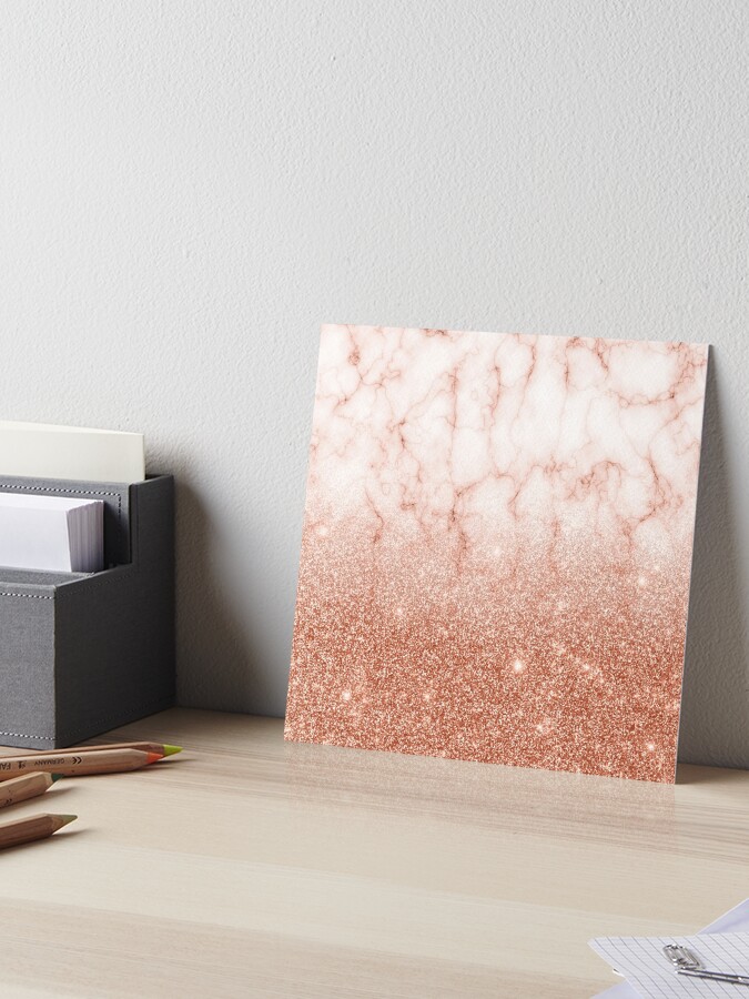 Sparkly Rose Gold Glitter Marble Ombre Monogram Metal Lunch Box