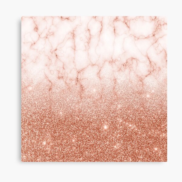 Trendy Ombre Rose Gold Glitter Marble Canvas Print