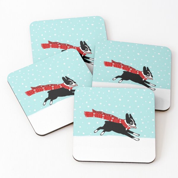 Item preview, Holiday Boston Terrier Wearing Winter Scarf designed and sold by Jenn Inashvili.