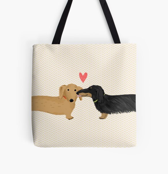 Dachshunds Love All Over Print Tote Bag