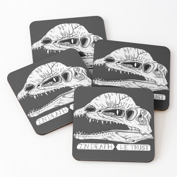 Item preview, Black and white Dilophosaurus Skull (In Death We Trust) designed and sold by smolartistalyx.