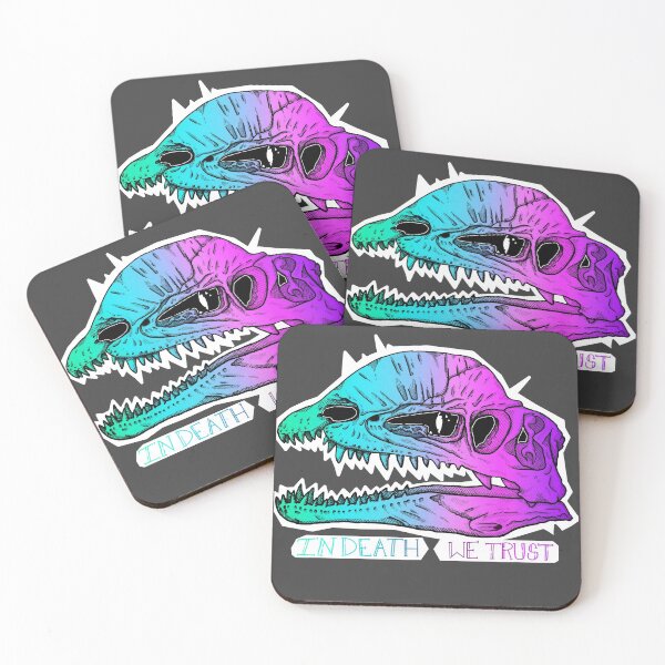 Item preview, Colorful Dilophosaurus Skull (In Death We Trust) designed and sold by smolartistalyx.