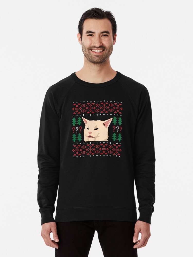 Funny Ugly Christmas Sweater Style Confused Cat Meme