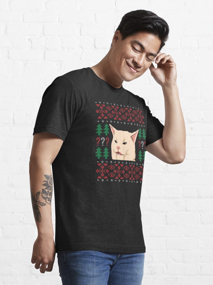 Discover Funny Ugly Christmas  Style Confused Cat Meme  T-Shirt