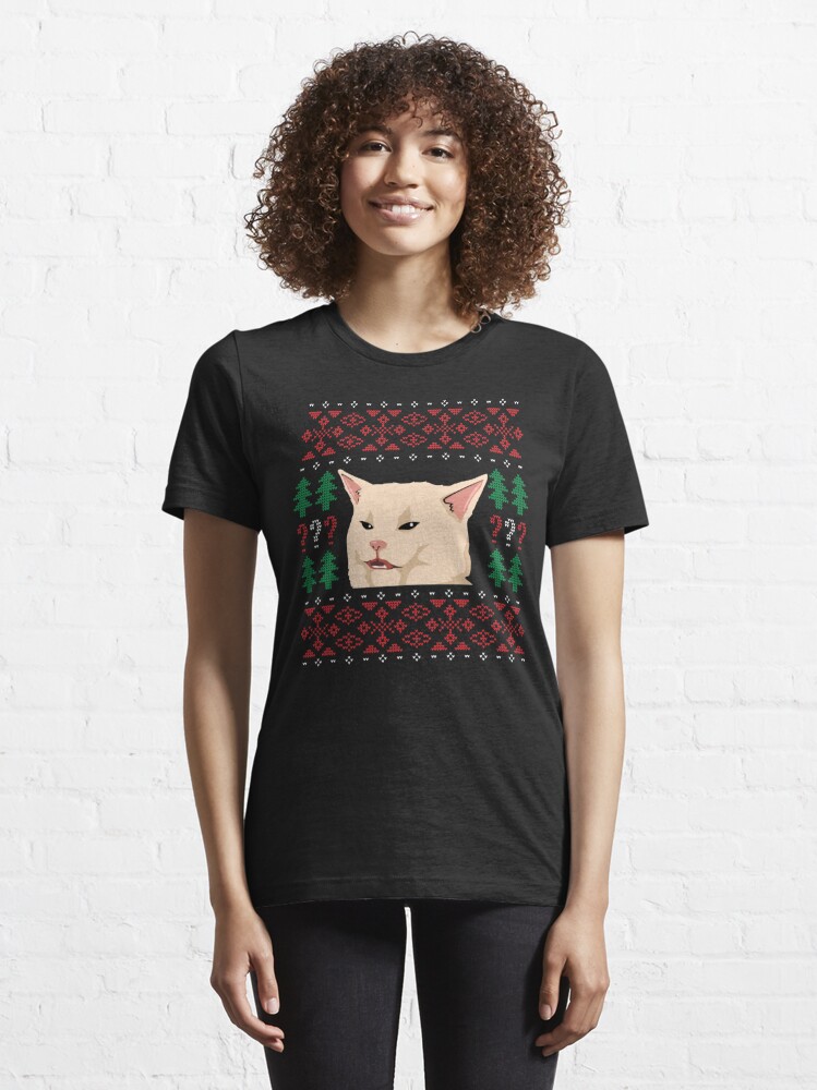 Discover Funny Ugly Christmas  Style Confused Cat Meme  T-Shirt