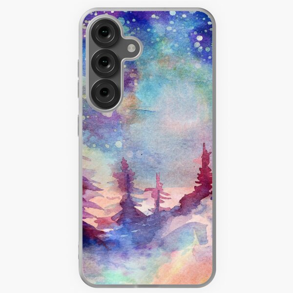 Item preview, Water Color Northern Light Print with a Winter Wonderland Scenery designed and sold by GypsyMagic.