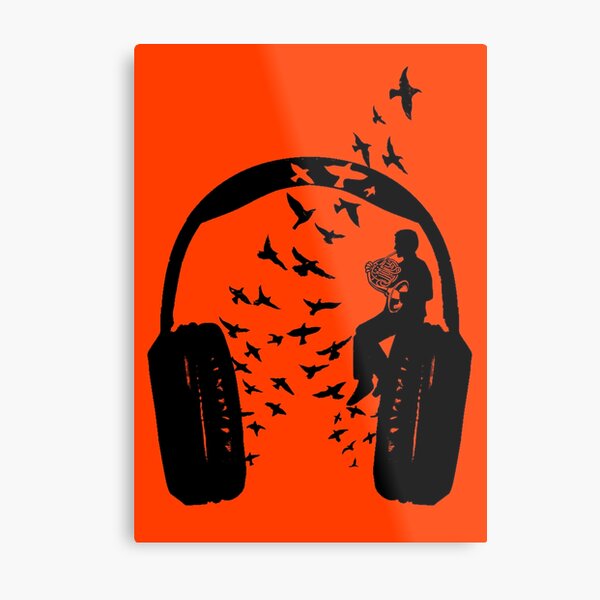 Headphone - French Horn Metal Print