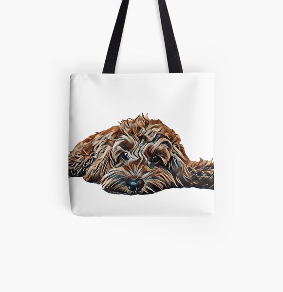 Chocolate/Brown Cockapoo - White Background All Over Print Tote Bag