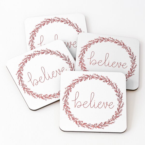 Item preview, Believe Red Glitter Wreath Christmas Pattern designed and sold by harmoneer.