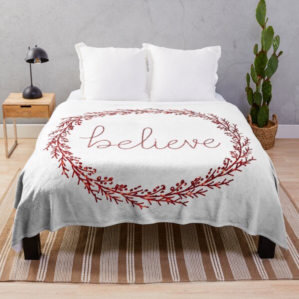 Item preview, Believe Red Glitter Wreath Christmas Pattern designed and sold by harmoneer.