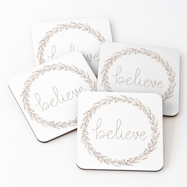 Item preview, Believe Rose Gold Glitter Wreath Christmas Pattern designed and sold by harmoneer.