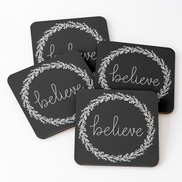 Item preview, Believe Silver Glitter Wreath Christmas Pattern designed and sold by harmoneer.