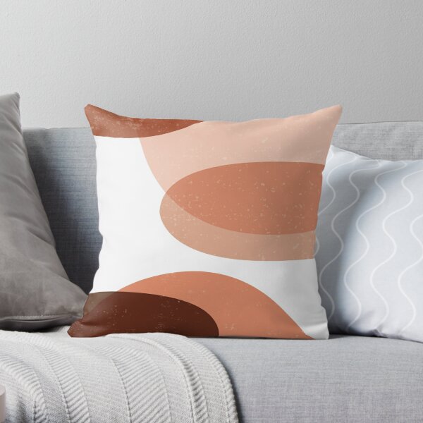 Terracotta Abstract 36 - Modern, Contemporary Art - Abstract Organic Shapes - Brown, Burnt Sienna Throw Pillow