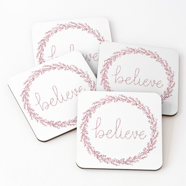 Item preview, Believe Pink Glitter Wreath Christmas Pattern designed and sold by harmoneer.