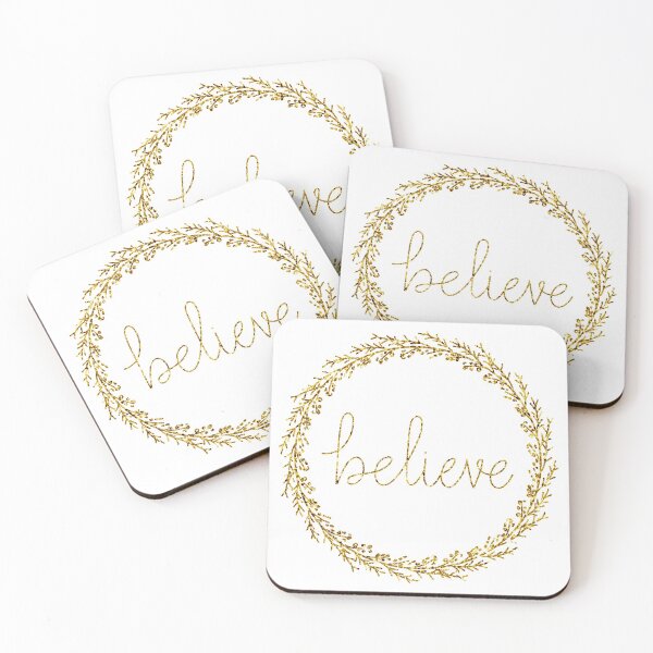 Item preview, Believe Gold Glitter Wreath Christmas Pattern designed and sold by harmoneer.