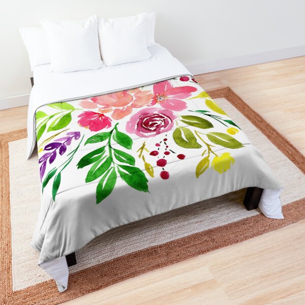 Watercolour fantasy bouquet Comforter