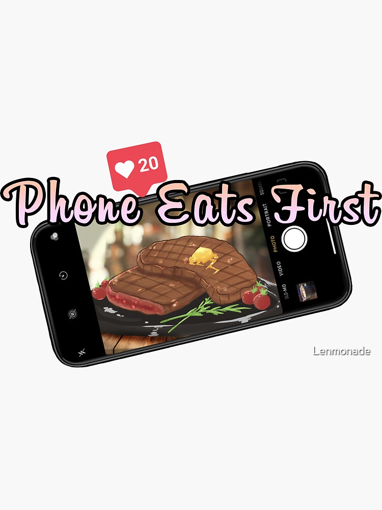 "Instagram Food Picture Phone Eats First" Sticker for Sale by