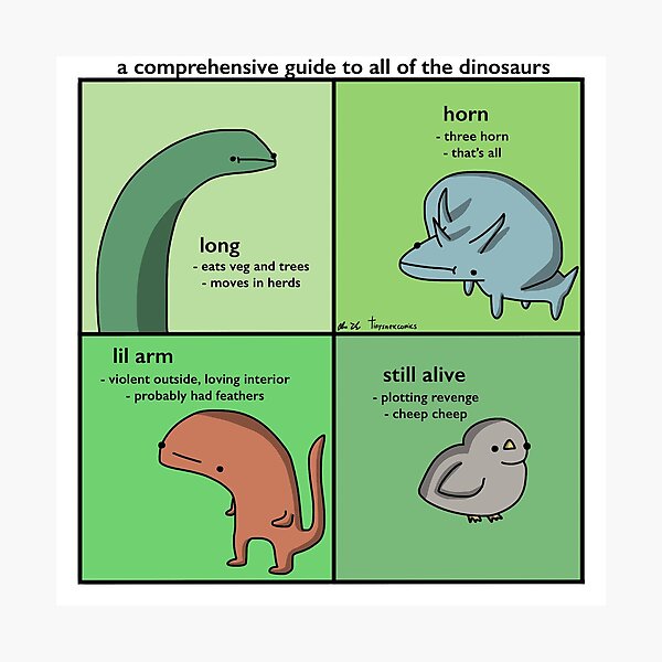 A Comprehensive Guide To All Of The Dinosaurs - Tiny Snek Comics Photographic Print