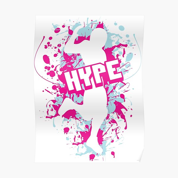 Gaming Hype Dance Emote Pink And Blue Poster By Rainbowdreamer Redbubble - how to use emotes in roblox games