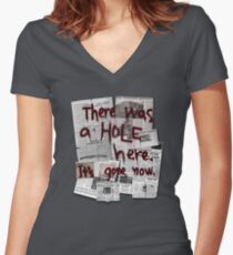 There Was a HOLE Here. It's Gone Now. Women's Fitted V-Neck T-Shirt