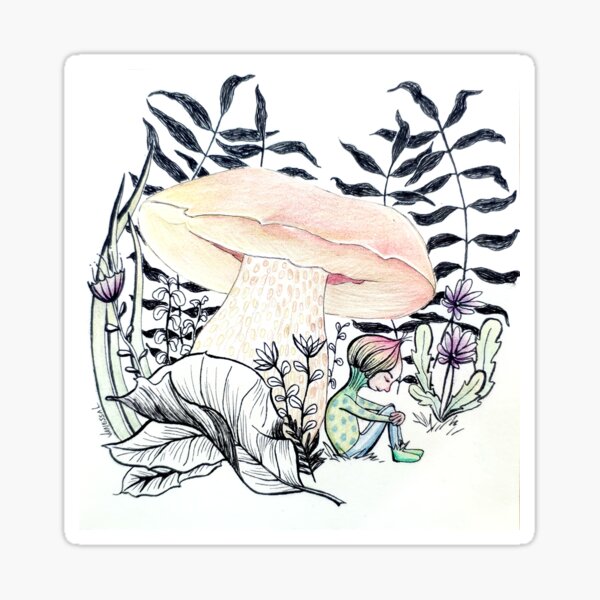 Meditation under mushroom Sticker