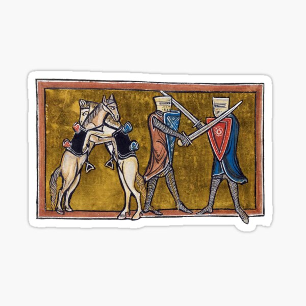 Vista previa del artículo con la obra «Caballeros medievales y lucha de caballos», diseñado y vendido por emovendo.