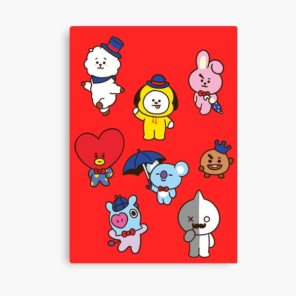 bt21 brazil stickers canvas print by myoneandonly redbubble