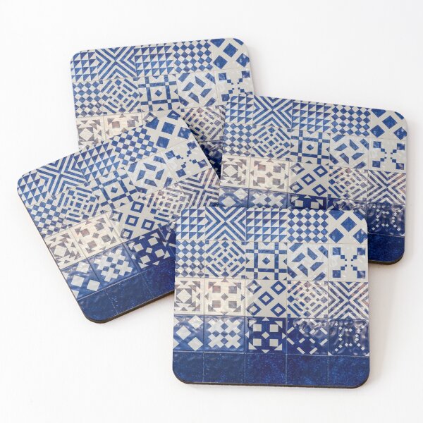 Item preview, Glossy Modern Azulejos - Gleaming Geometric Patterns in Blue and White designed and sold by Georgia Mizuleva.