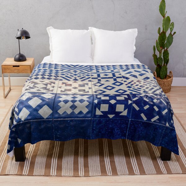 Item preview, Glossy Modern Azulejos - Gleaming Geometric Patterns in Blue and White designed and sold by Georgia Mizuleva.