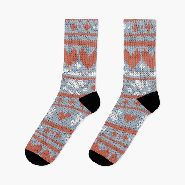 Item preview, Fair Isle Knitting Doggies Love // grey background white bones and dogs paws orange hearts designed and sold by SelmaCardoso.