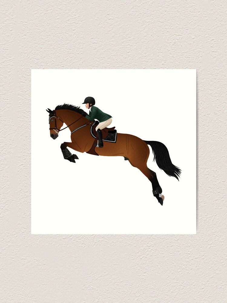 Bay Warmblood Jumper and Rider - Equine Rampaige Art Print for Sale by  equinerampaige