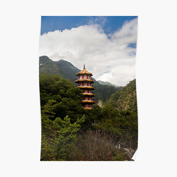 Pagode dans la forêt Poster