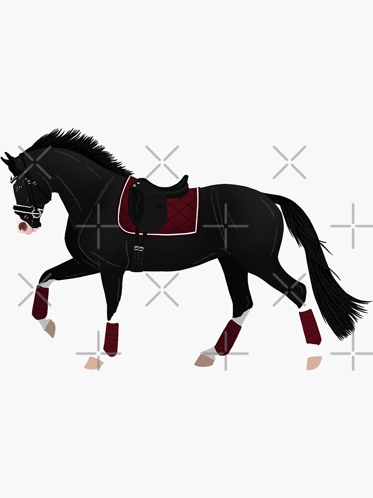 Thumbnail 3 of 3, Sticker, Black Dressage Horse - Equine Rampaige designed and sold by equinerampaige.
