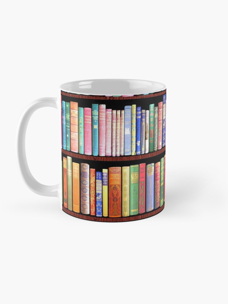 Coffee Mug, Bookworm Antique book library, vintage book shelf designed and sold by MagentaRose