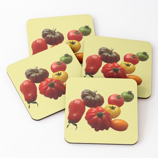 Item preview, Seven varieties of tomatoes on iris yellow background designed and sold by AHELENE.