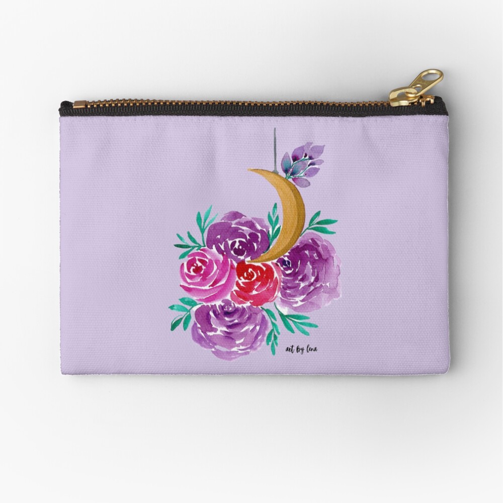 Floral Moon Zipper Pouch
