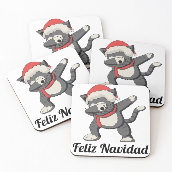 Item preview, grey cat dab feliz navidad designed and sold by atevern.