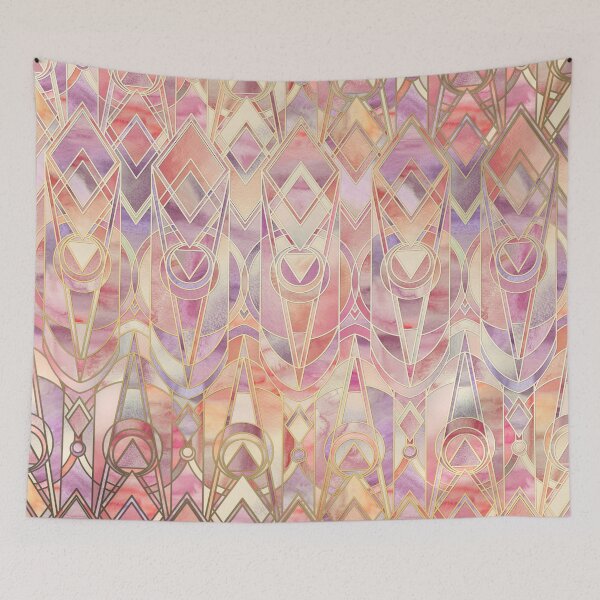 Aperçu de l'œuvre Motif Art Déco Corail Lumineux et Améthyste créée et vendue par micklyn.