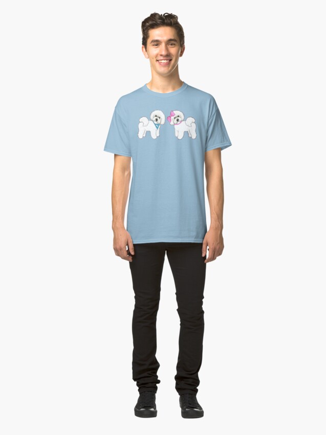 Alternate view of Bichon Frise dogs on periwinkle blue Classic T-Shirt
