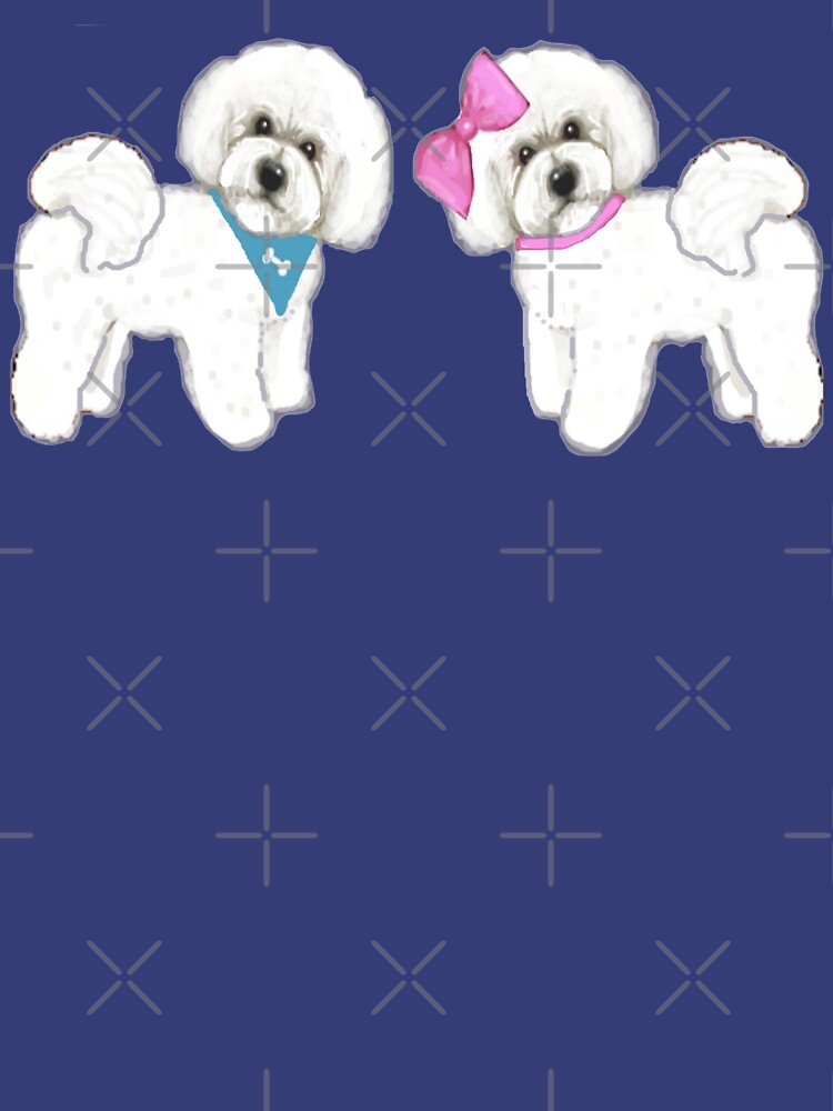 Bichon Frise dogs on periwinkle blue by MagentaRose