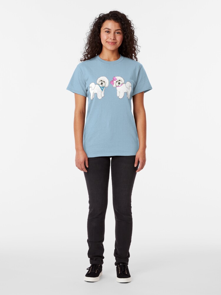 Alternate view of Bichon Frise dogs on periwinkle blue Classic T-Shirt