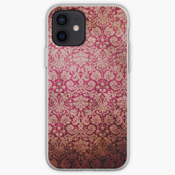 Vintage Red Cream Grunge Floral Damask Pattern iPhone Soft Case