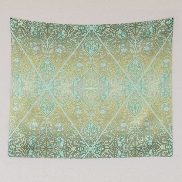 Item preview, Mint & Gold Effect Diamond Doodle Pattern designed and sold by micklyn.