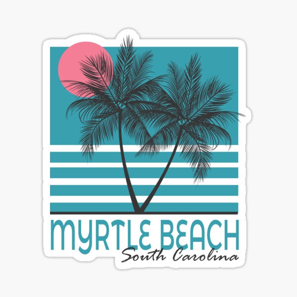 Myrtle Beach South Carolina SC Vintage Palm Tree Sticker