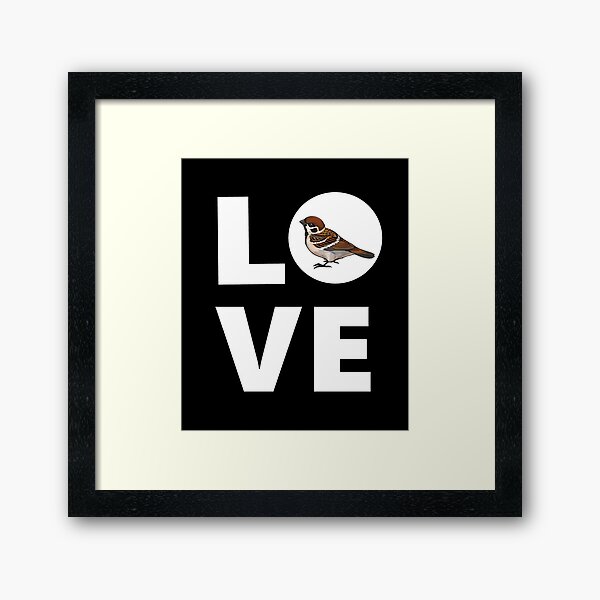 Sparrow Lover Sparrow Girl's Sparrow Mama Sparrows Gift for Her Sparrow Silhouette Framed Art Print