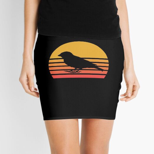 Sparrow Vintage Sparrow Silhouette Sparrow Women's Sparrow Birthday Gift Sparrow Lover Mini Skirt