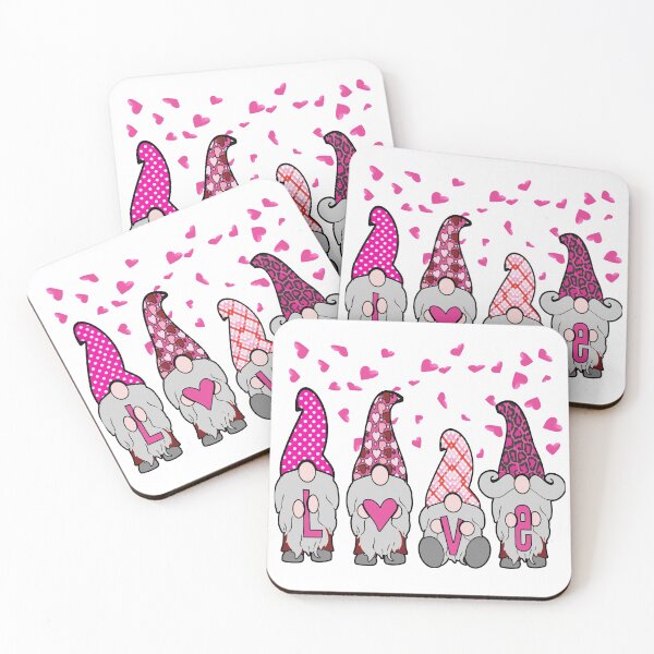 Item preview, Valentine Gnomes Love Red White Hats Hearts, Swedish Tomte Cute Elves  pink designed and sold by funnytshirtemp.