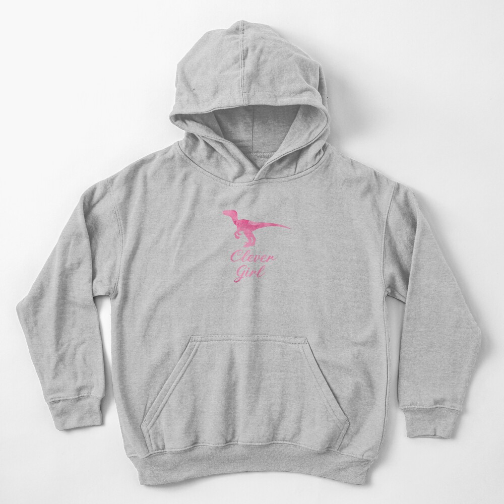 Clever Girl Pink Raptor Kids Pullover Hoodie