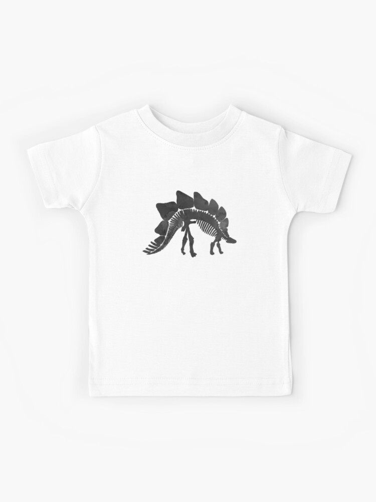 Black Stegosaurus Dinosaur Skeleton Kids T Shirt By Thejollymarten Redbubble - blue dino roblox t shirt transparent